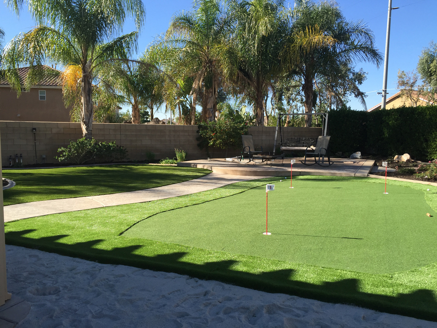 Putting green and artificial turf in Corona McCabe's Landscape Construction