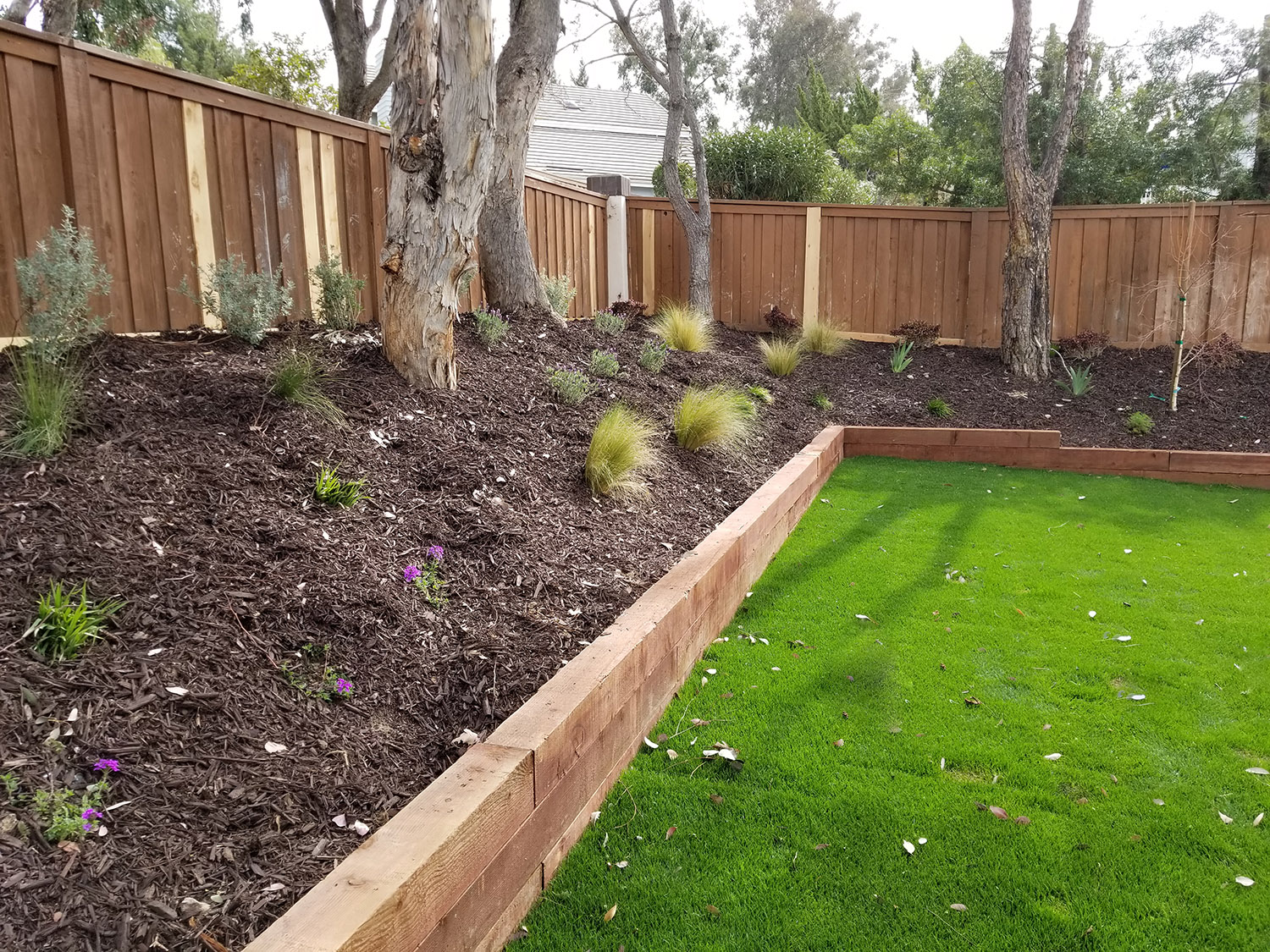 Wooden wall with country gardens