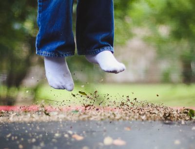 trampoline with child jumping